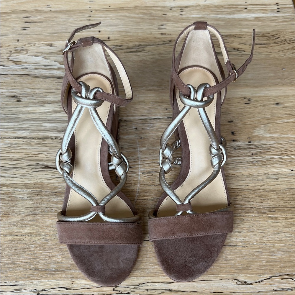 Alexandre Birman Brown and Gold Women's Sandals